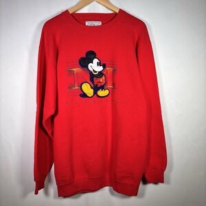 Vintage Mickey Mouse Sweatshirt Large Disney Classics Patch Genus USA Made Crew